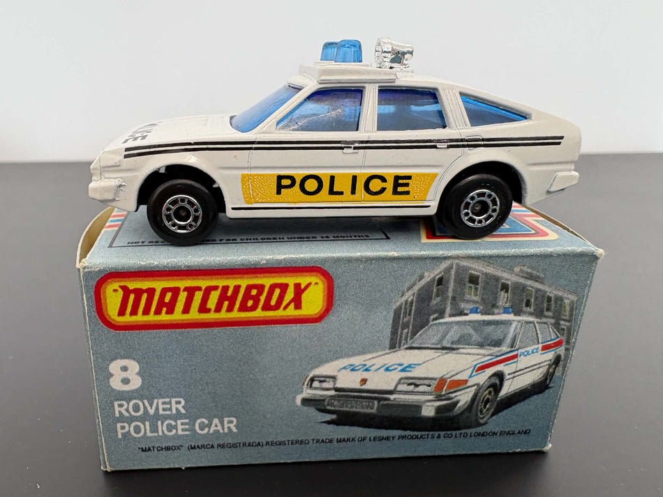 Matchbox 8 Rover Police Car in repro box