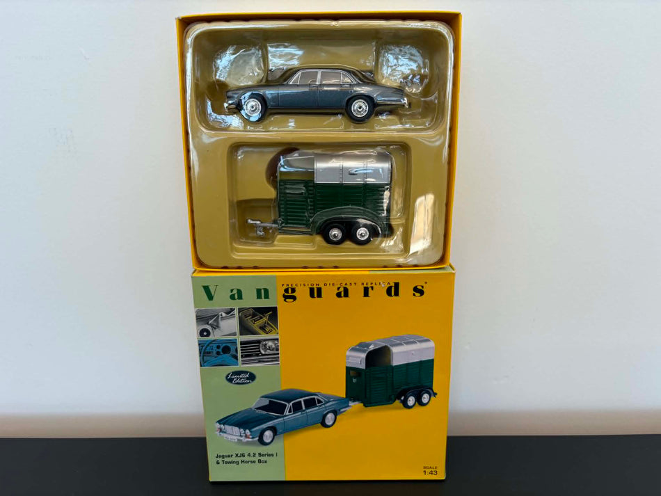 Vanguards 1:43 Jaguar XJ6 4.2 Series 1 And Towing Horse Box Diecast Model Set
