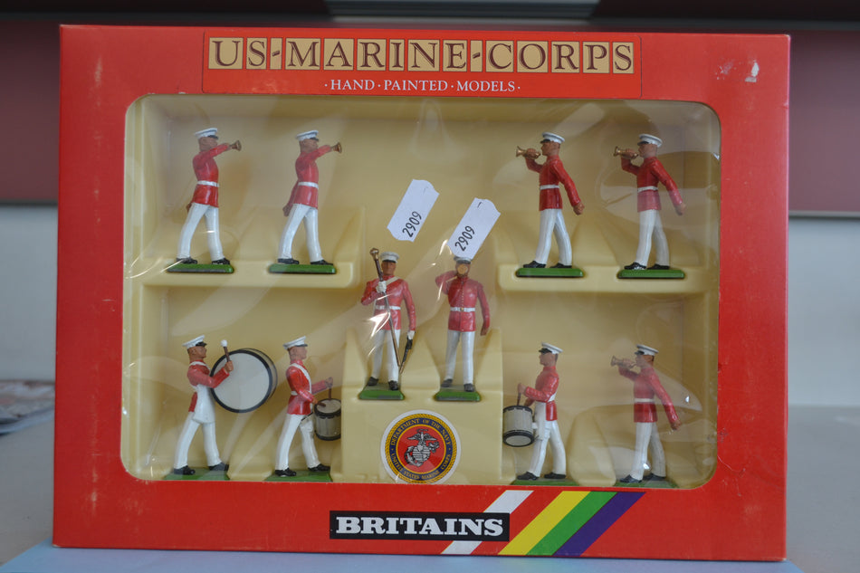 Britains 7305 U.S. Marine Corps With Drum Major 10 Figures Boxed